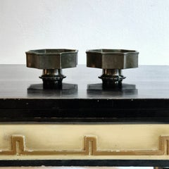 Just Andersen, ein Paar Schalen/Kerzenhalter aus Disko-Metall, dänische Grace