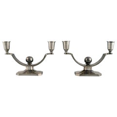 Just Andersen, a Pair of Pewter Candlesticks, 1930s, Model Number 1068