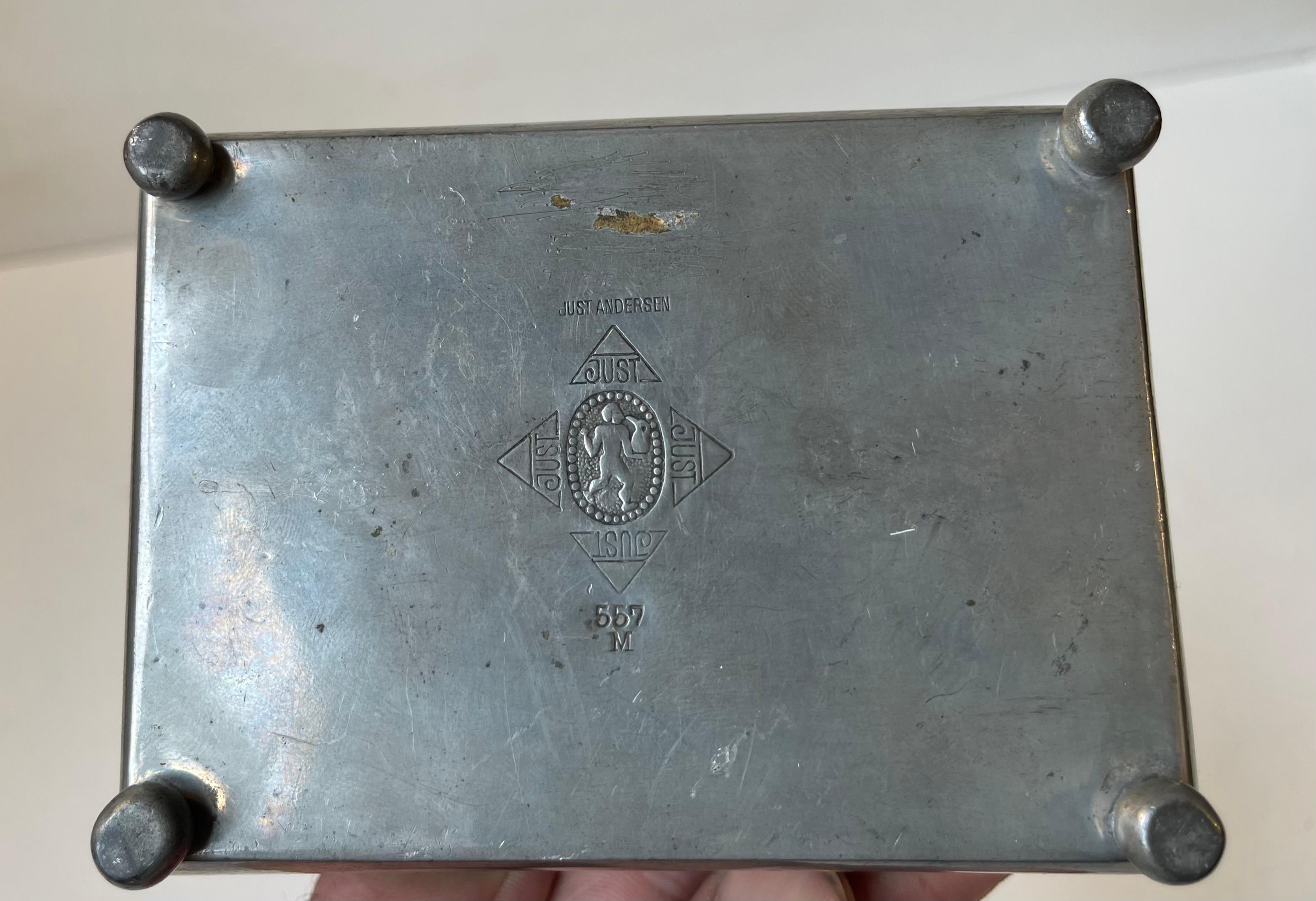 Just Andersen Antique Footed Pewter Box, 1920s In Good Condition For Sale In Esbjerg, DK