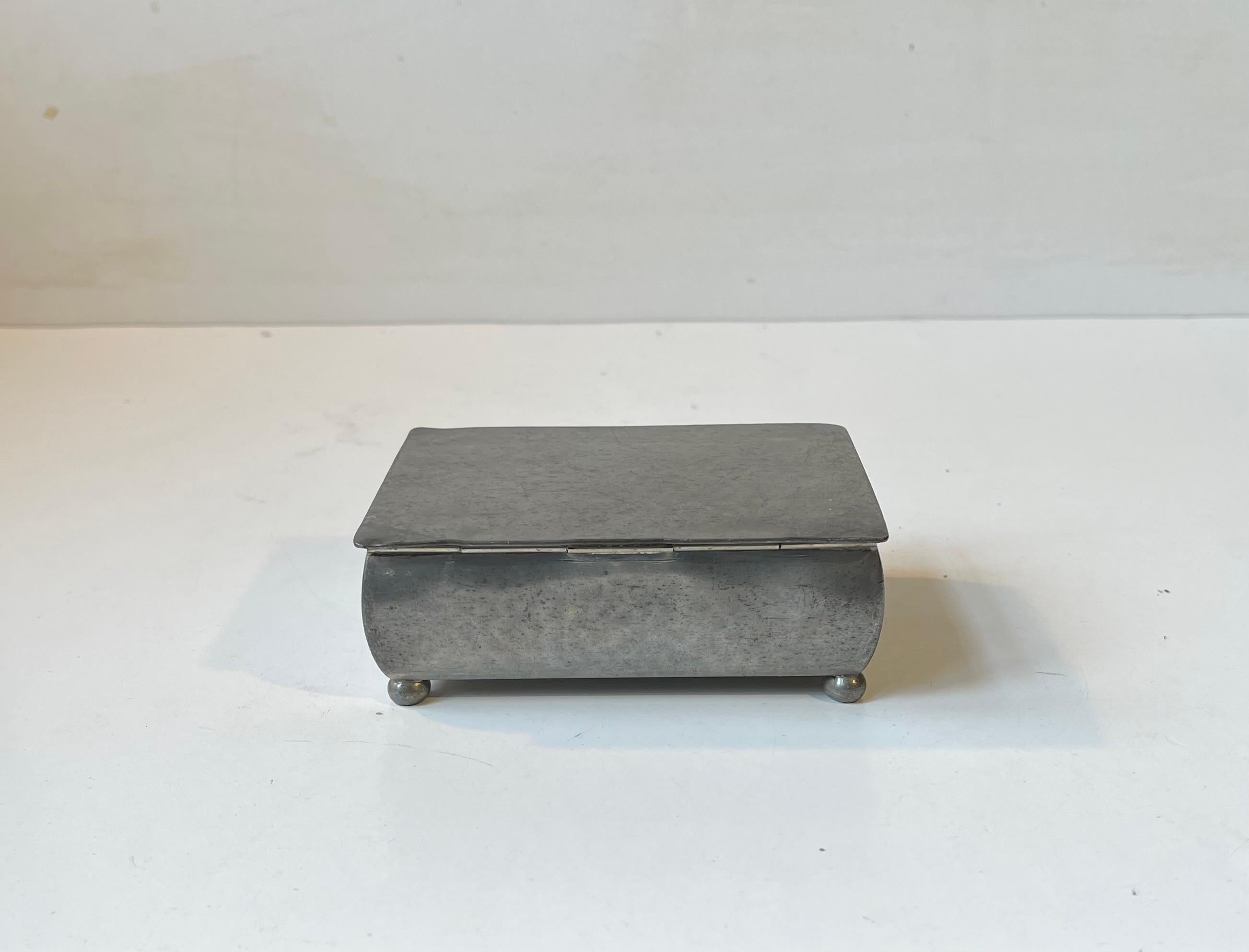 Early 20th Century Just Andersen Antique Footed Pewter Box, 1920s For Sale