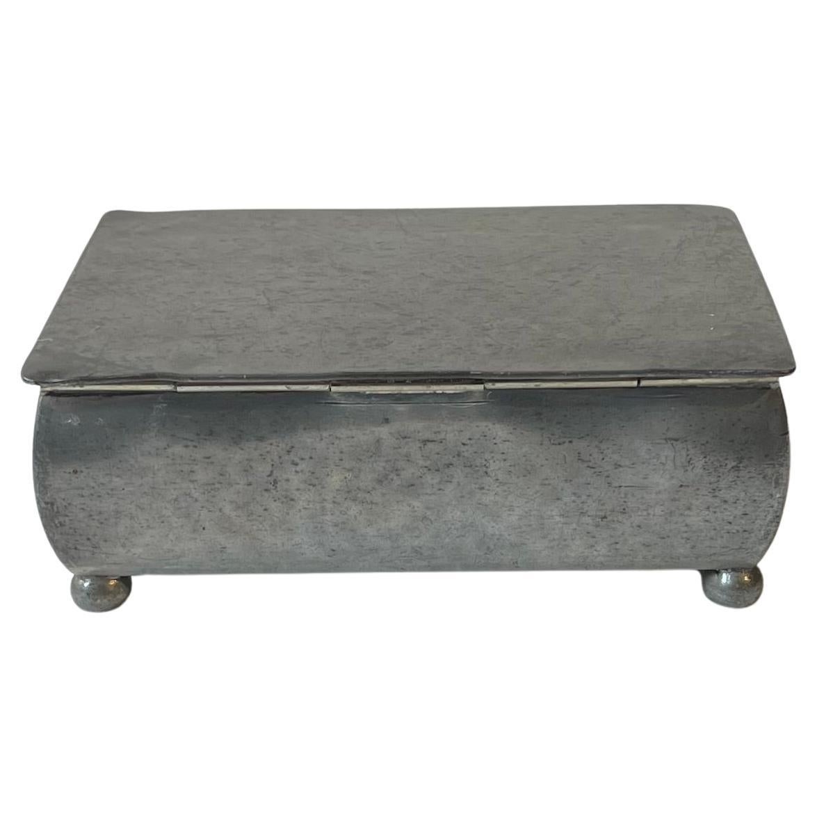 Just Andersen Antique Footed Pewter Box, 1920s