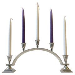 Just Andersen Arched Art Deco Candelabra in Pewter, 1940s