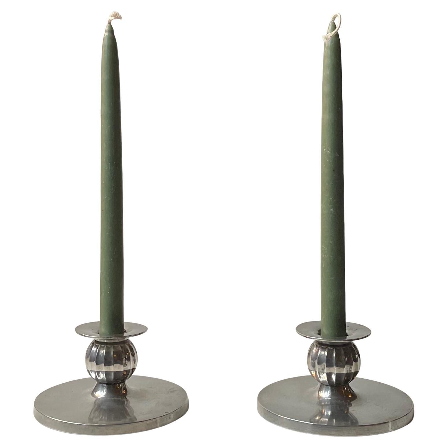 Just Andersen Art Deco Candleholders in Pewter en venta