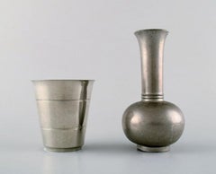 Just Andersen Art Deco Collection of Bowls, Vases and Bottle Trays in Pewter
