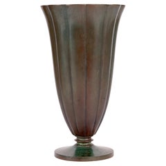 Just Andersen, Art déco, dänische GAB-Vase aus patinierter Bronze, Art déco