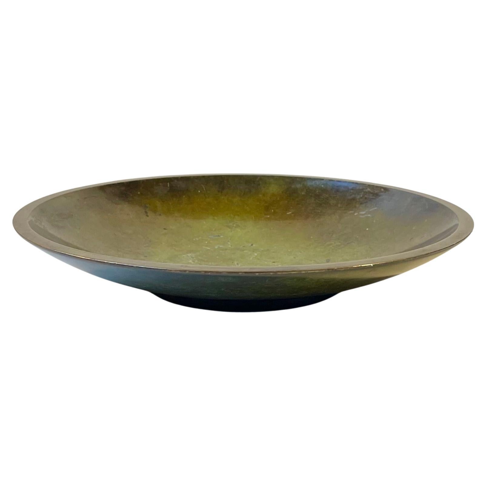 Just Andersen Art Deco Dish in Green Patinated Bronze, 1930s