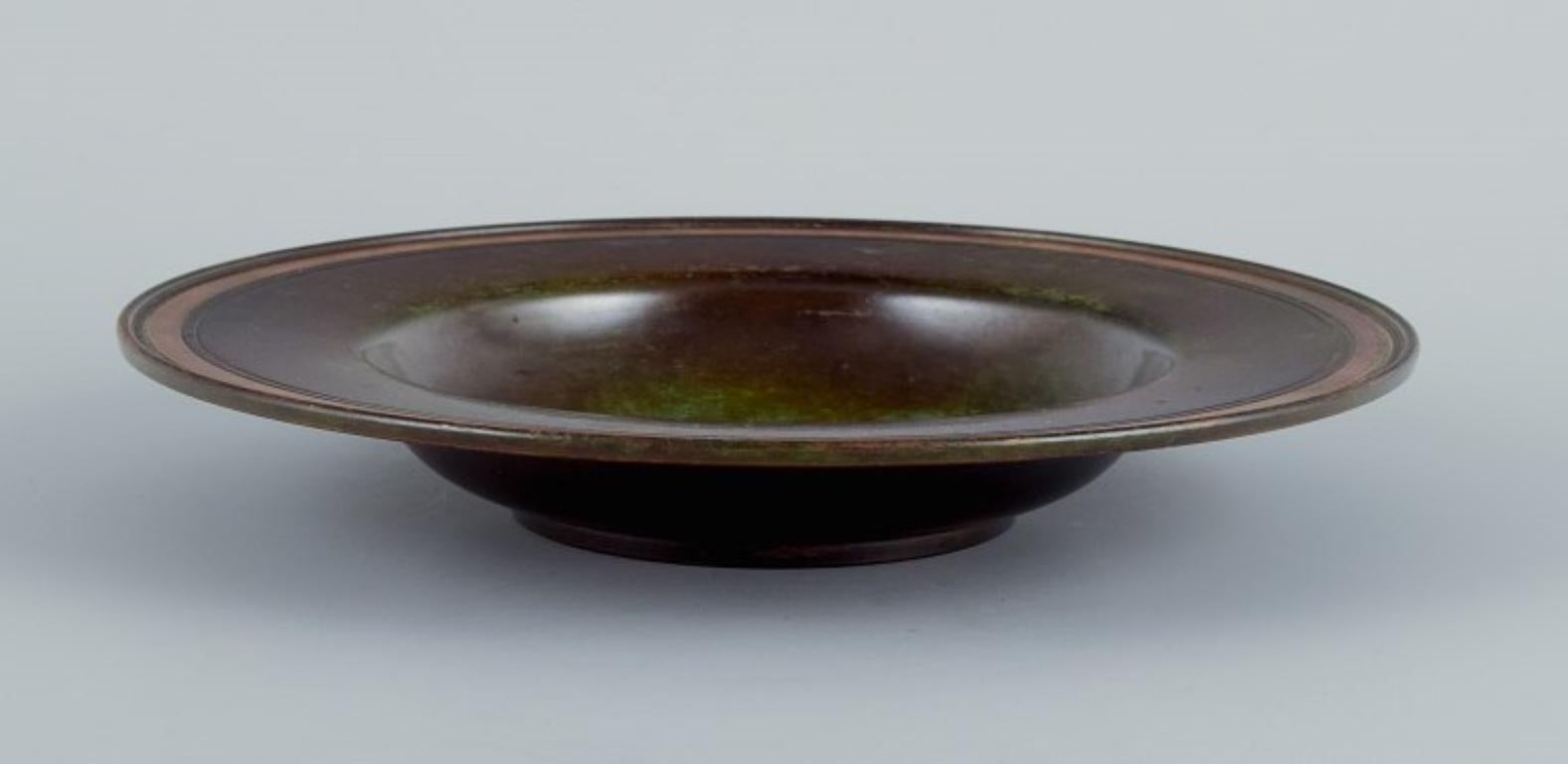 Danish Just Andersen, Art Deco Low Bowl in Bronze, Denmark, 1930/40s