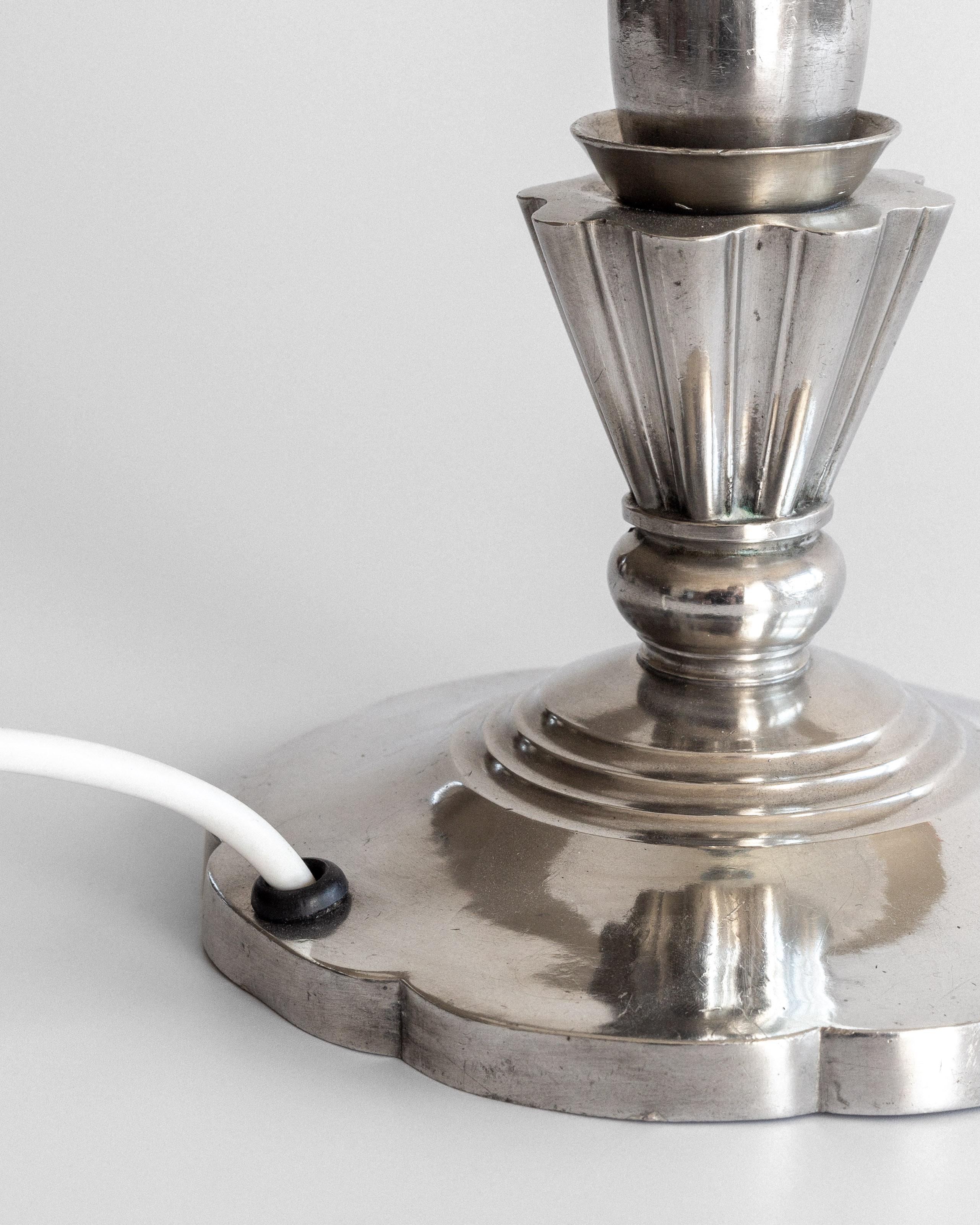 Just Andersen Art Deco Pewter Metal Table Lamp, Denmark 1930s, Scandinavia For Sale 1