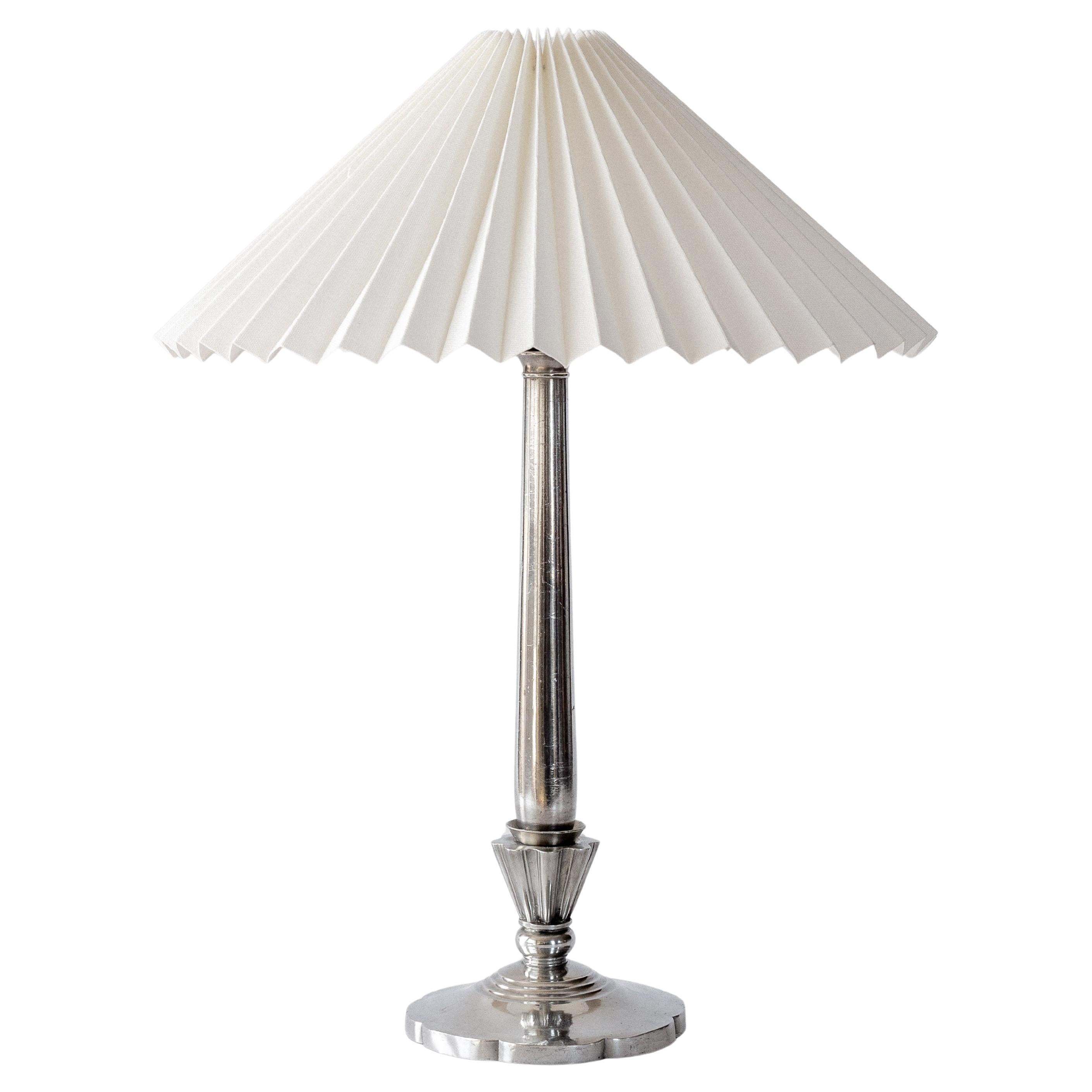 Just Andersen Art-Déco-Tischlampe aus Zinnmetall, Dänemark 1930er Jahre, Skandinavien