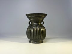 Just Andersen Art Deco Pewter Ribbed Twin Handled Funnel Vase #2286