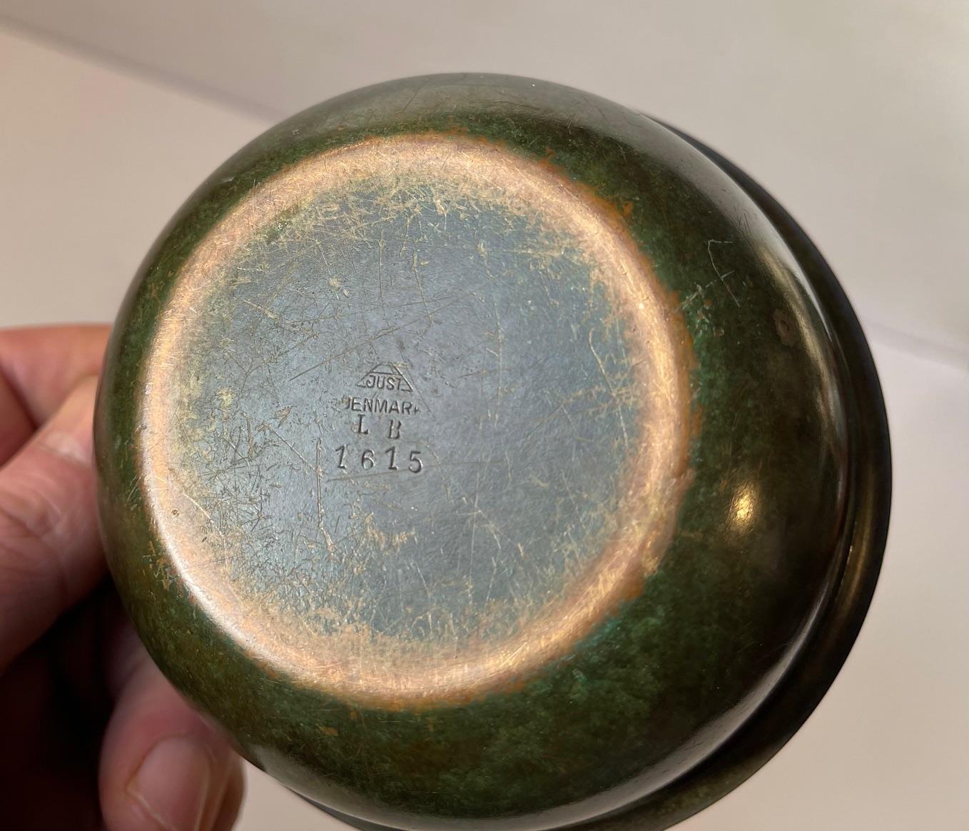 Mid-20th Century Just Andersen Art Deco Trinket Jar in Patinated Bronze, 1930s For Sale