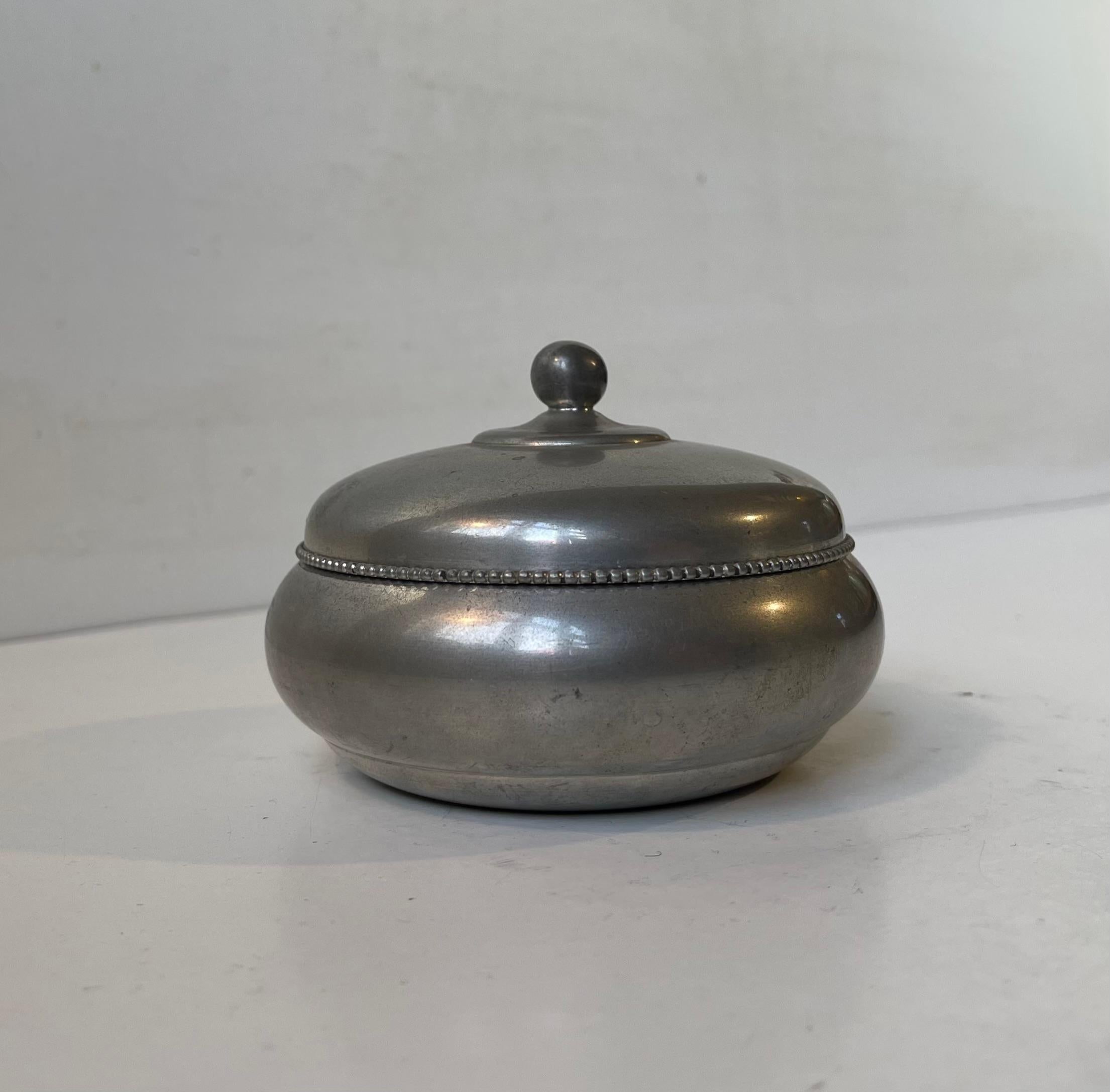 Danish Just Andersen Art Deco Trinket Jar in Pewter, 1930s For Sale