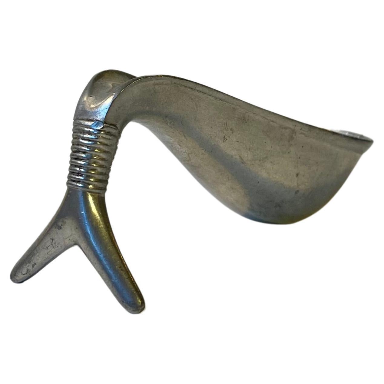 Just Andersen Art Deco Whale Pipe Rest in Pewter, 1930s