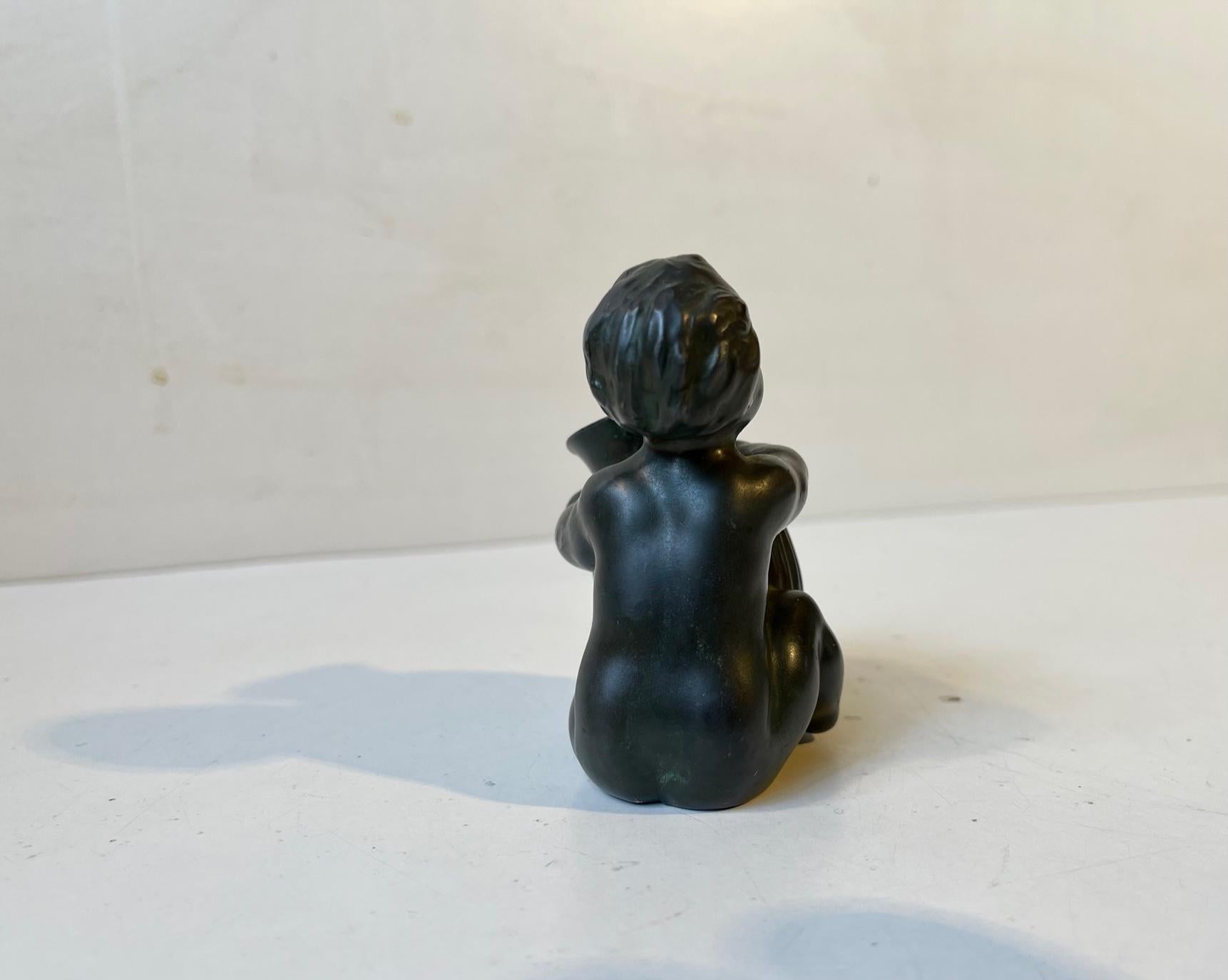 Just Andersen Baby Girl Figurine with Pen-Holder, 1930s Art Deco In Good Condition For Sale In Esbjerg, DK