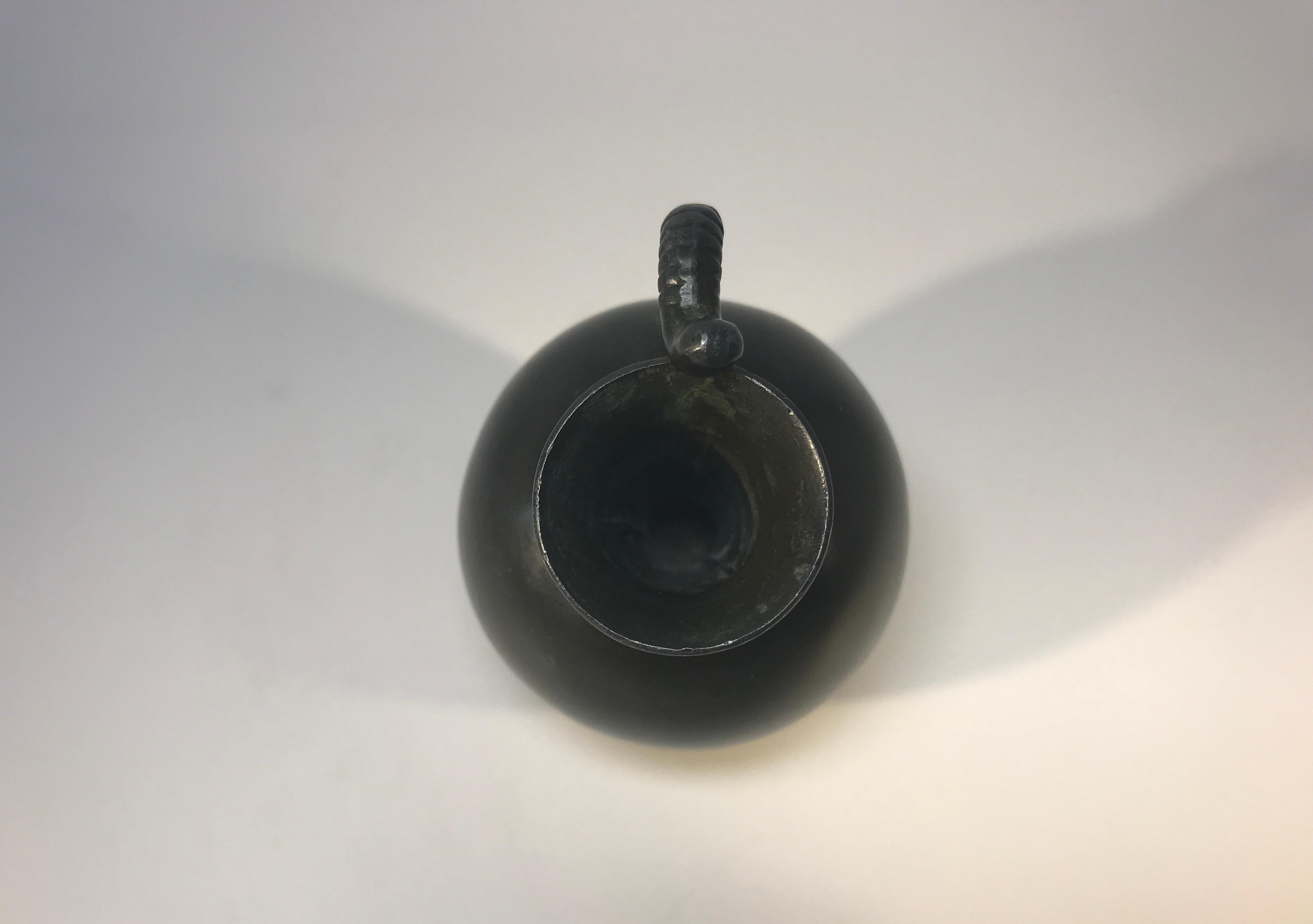 Mid-20th Century Just Andersen Bronze Patina Disko Metal 1930s Inkwell with Worm Decoration #D160