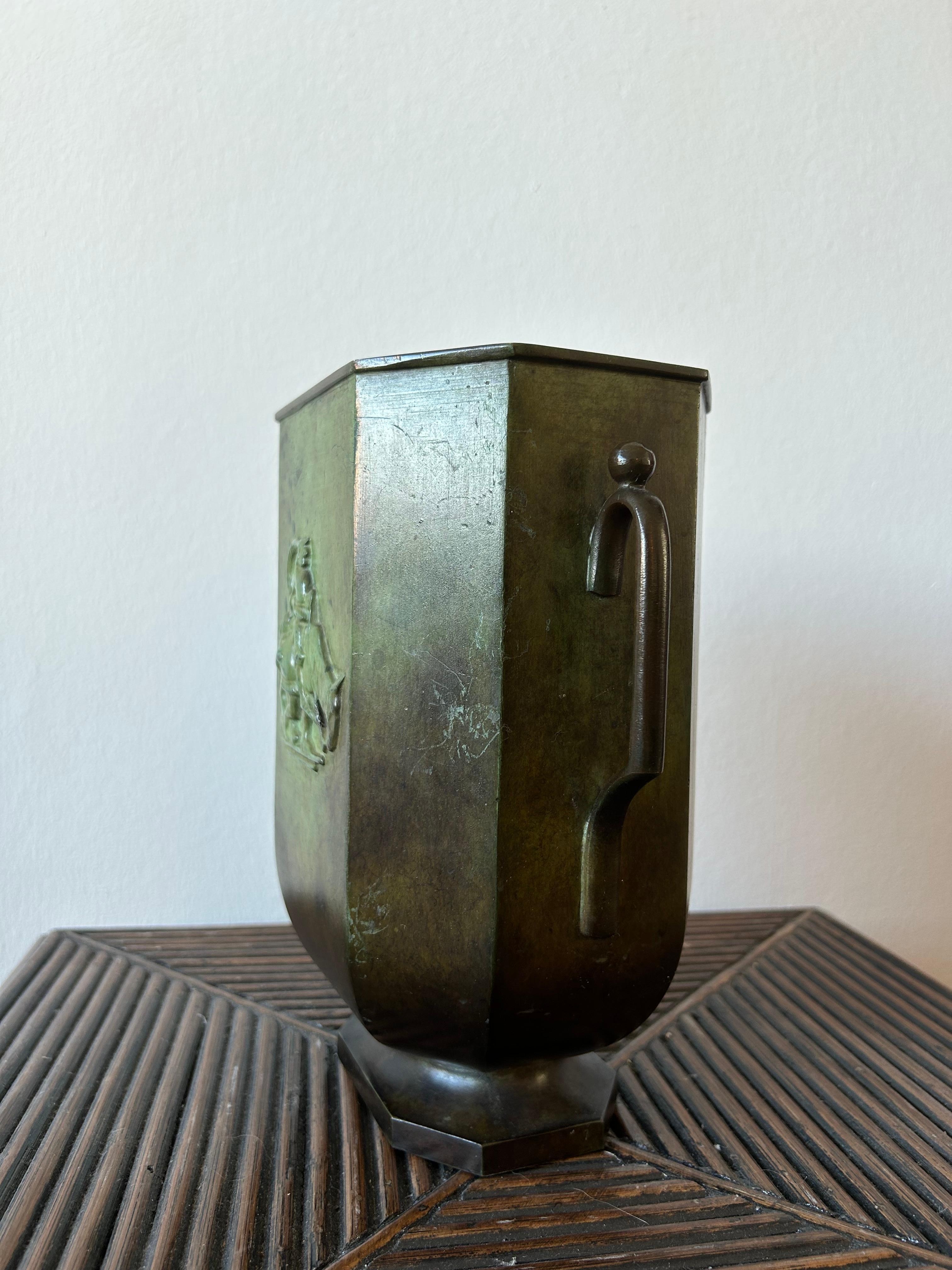Art Deco Just Andersen Bronze Vase Manufactured by Gab Sweden 1930s