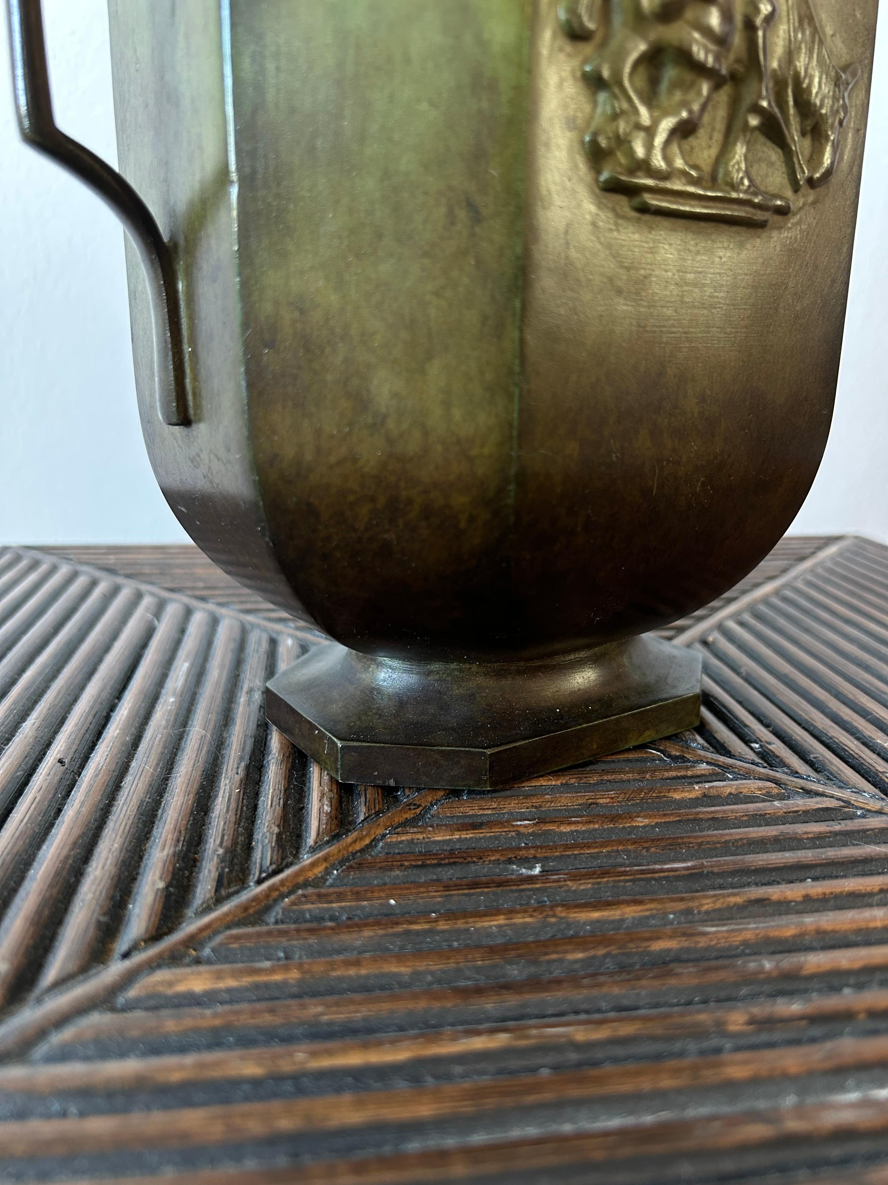 Mid-20th Century Just Andersen Bronze Vase Manufactured by Gab Sweden 1930s