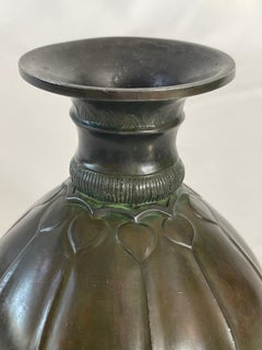 Just Andersen Danish Art Deco Patinated Disko Metal Vase Sculpture