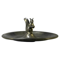 Just Andersen, Denmark 1930s Art Deco Pewter Squirrel Vide Poche #8291