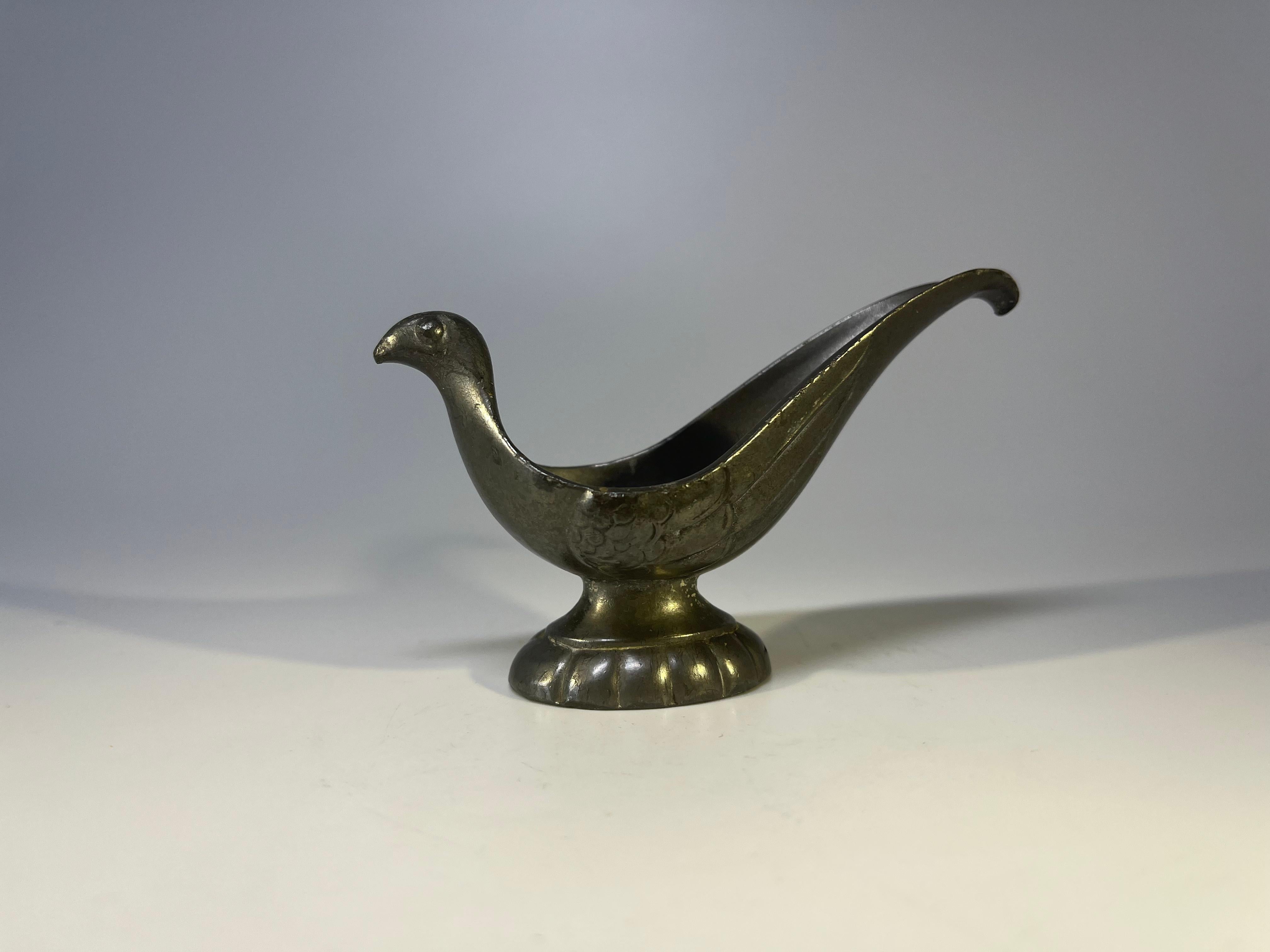 Danish Just Andersen, Denmark 1930s Art Deco Pewter Stylised Bird Pipe Holder For Sale
