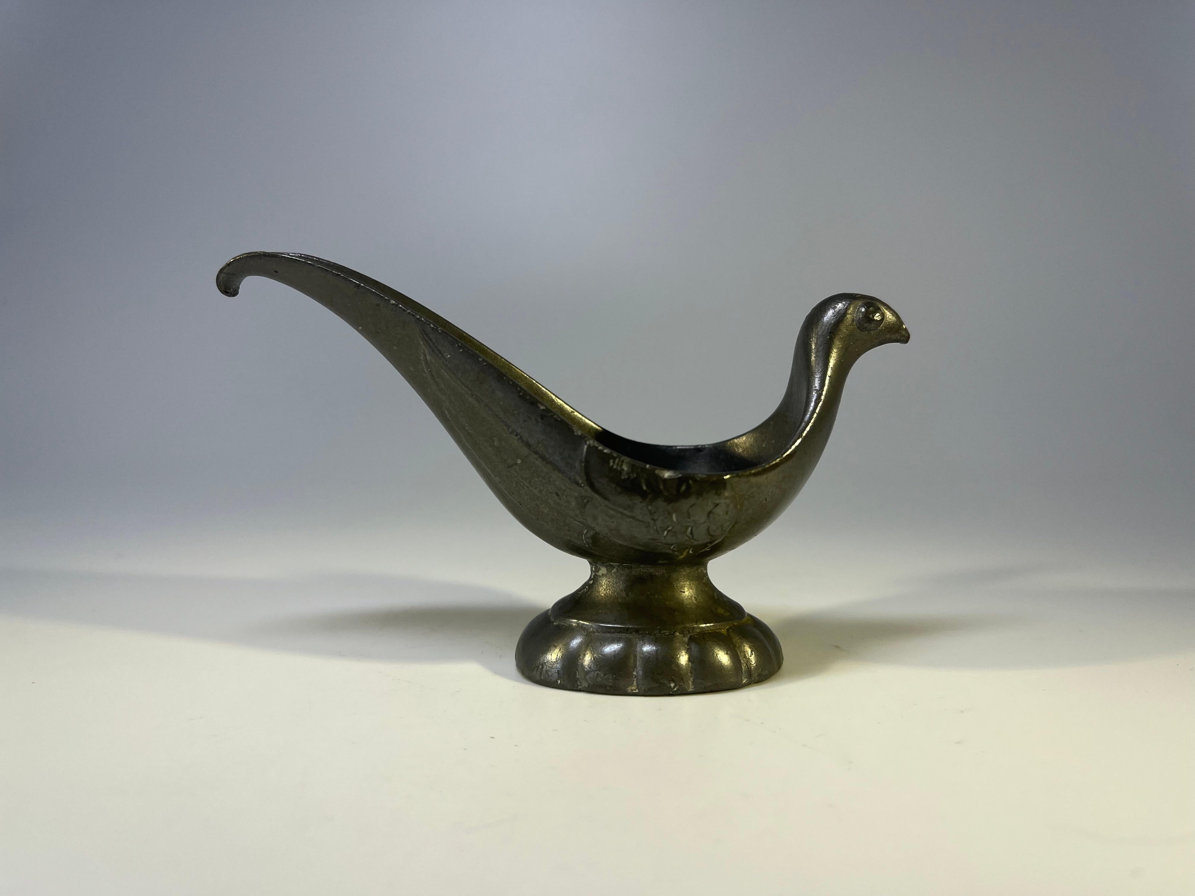 Cast Just Andersen, Denmark 1930s Art Deco Pewter Stylised Bird Pipe Holder For Sale