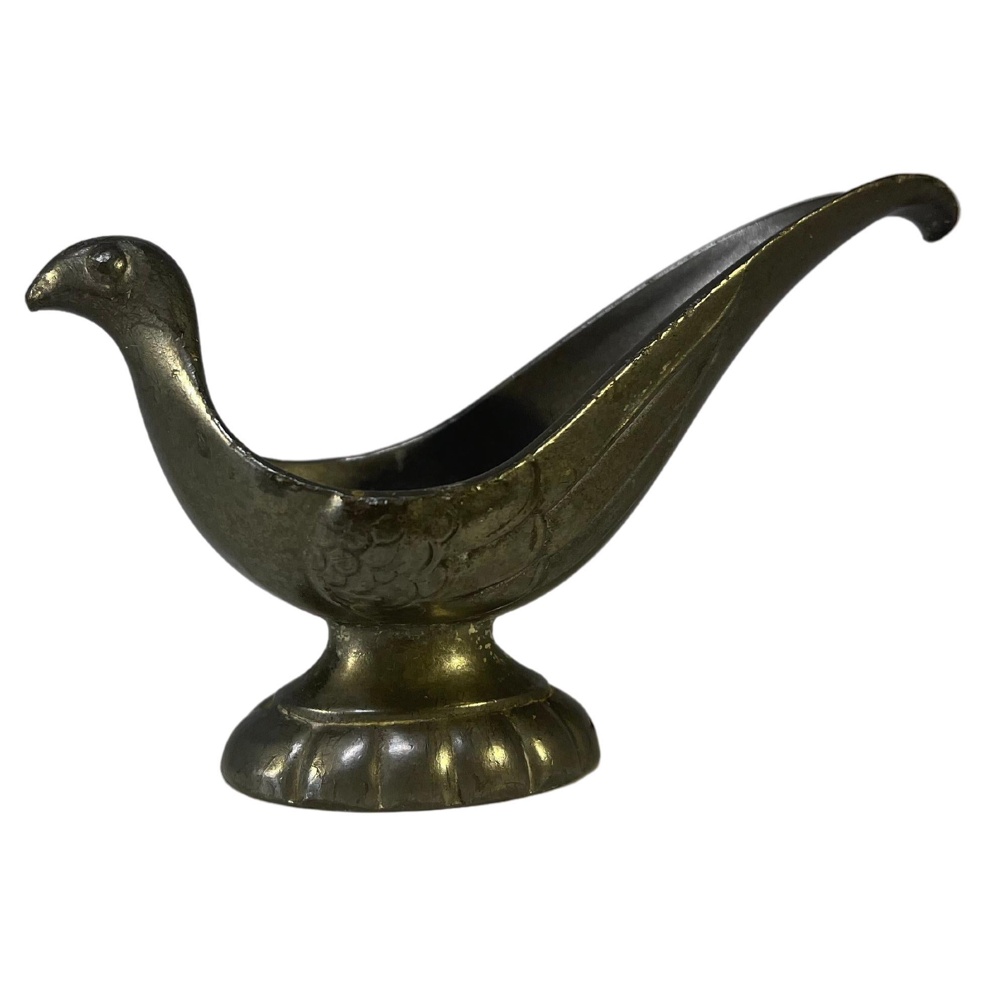 Just Andersen, Denmark 1930s Art Deco Pewter Stylised Bird Pipe Holder For Sale