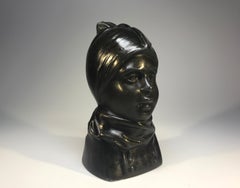 Just Andersen Denmark, 1930s Danish Fano Girl Bronze Bust, Carl Emil Ruge #2111