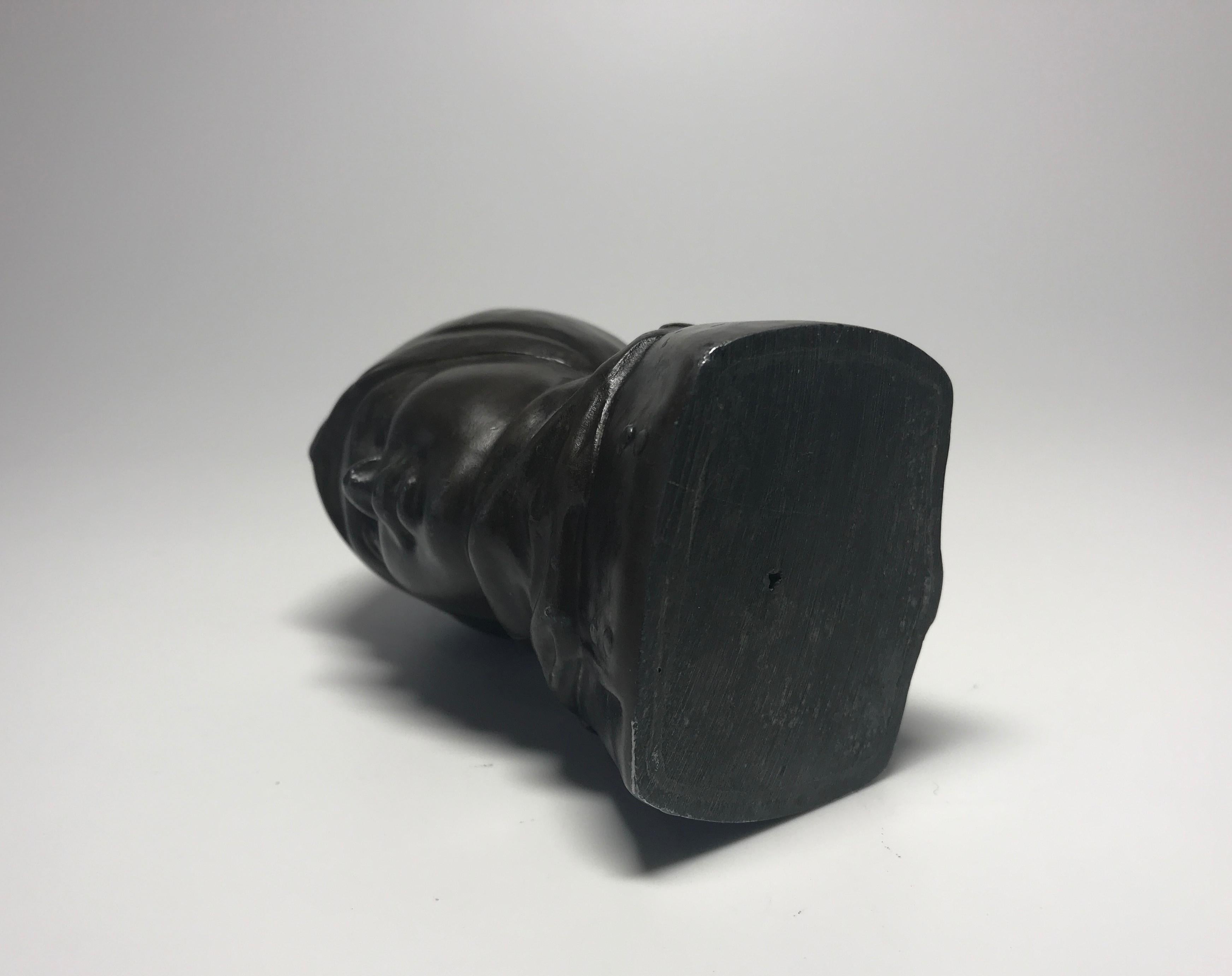 Metà XX secolo Just Andersen Danimarca, Busto di bronzo di ragazza danese di Fano degli anni '30, Carl Emil Ruge #2111 in vendita