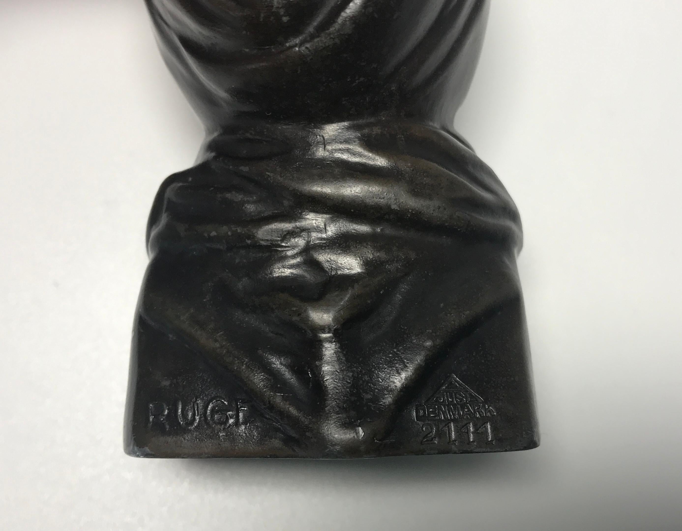Bronzo Just Andersen Danimarca, Busto di bronzo di ragazza danese di Fano degli anni '30, Carl Emil Ruge #2111 in vendita