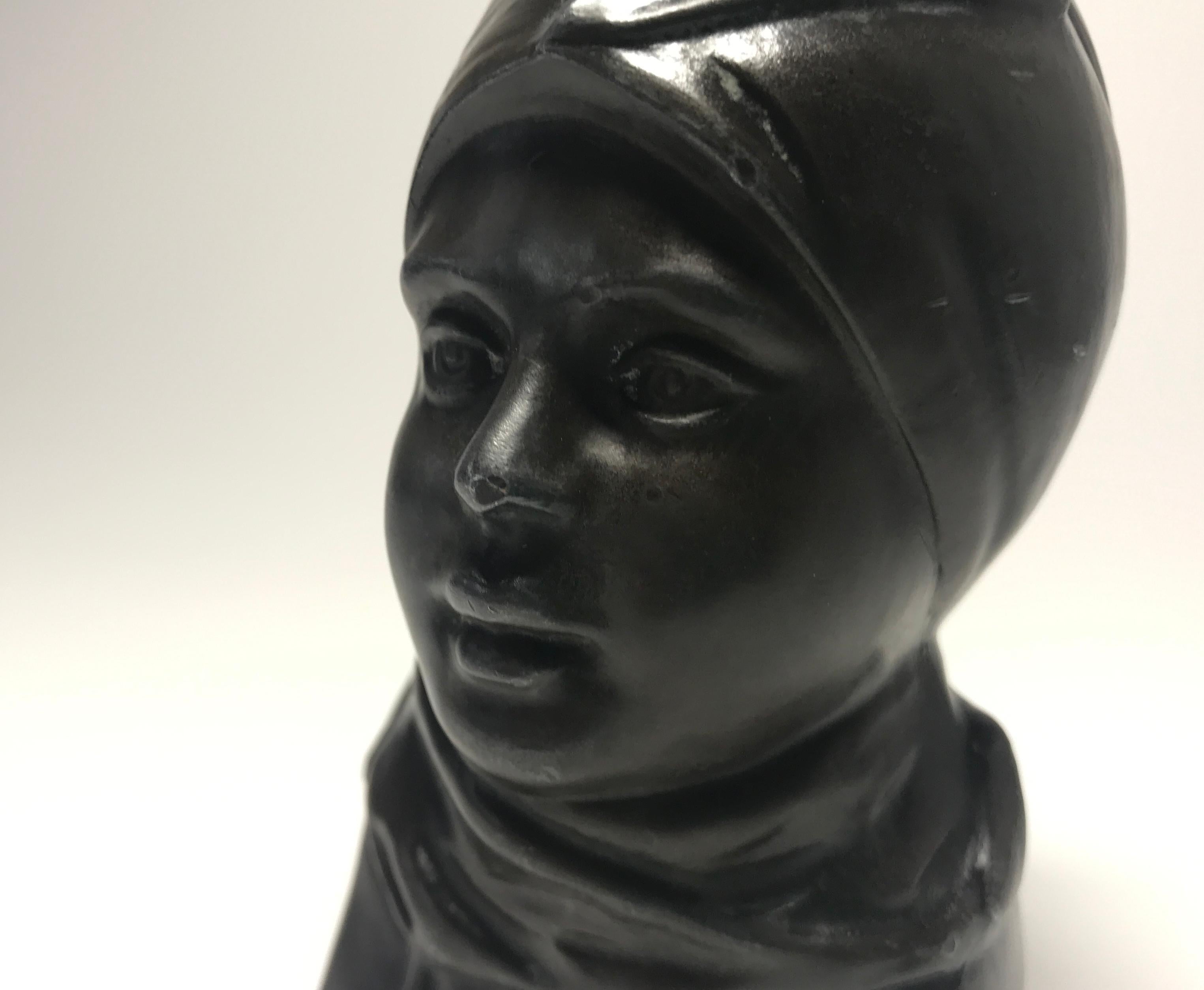 Just Andersen Denmark, 1930s Danish Fano Girl Bronze Bust, Carl Emil Ruge #2111 For Sale 2