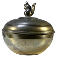 Just Andersen, Denmark 1930s Pewter Art Deco Squirrel Bijoux Lidded Pot #1330