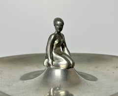 Just Andersen, Denmark 1930s Pewter Art Deco Woman Bathing Vide Poche #829C