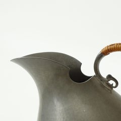Just Andersen Denmark 1940s Pewter and Wicker Jug