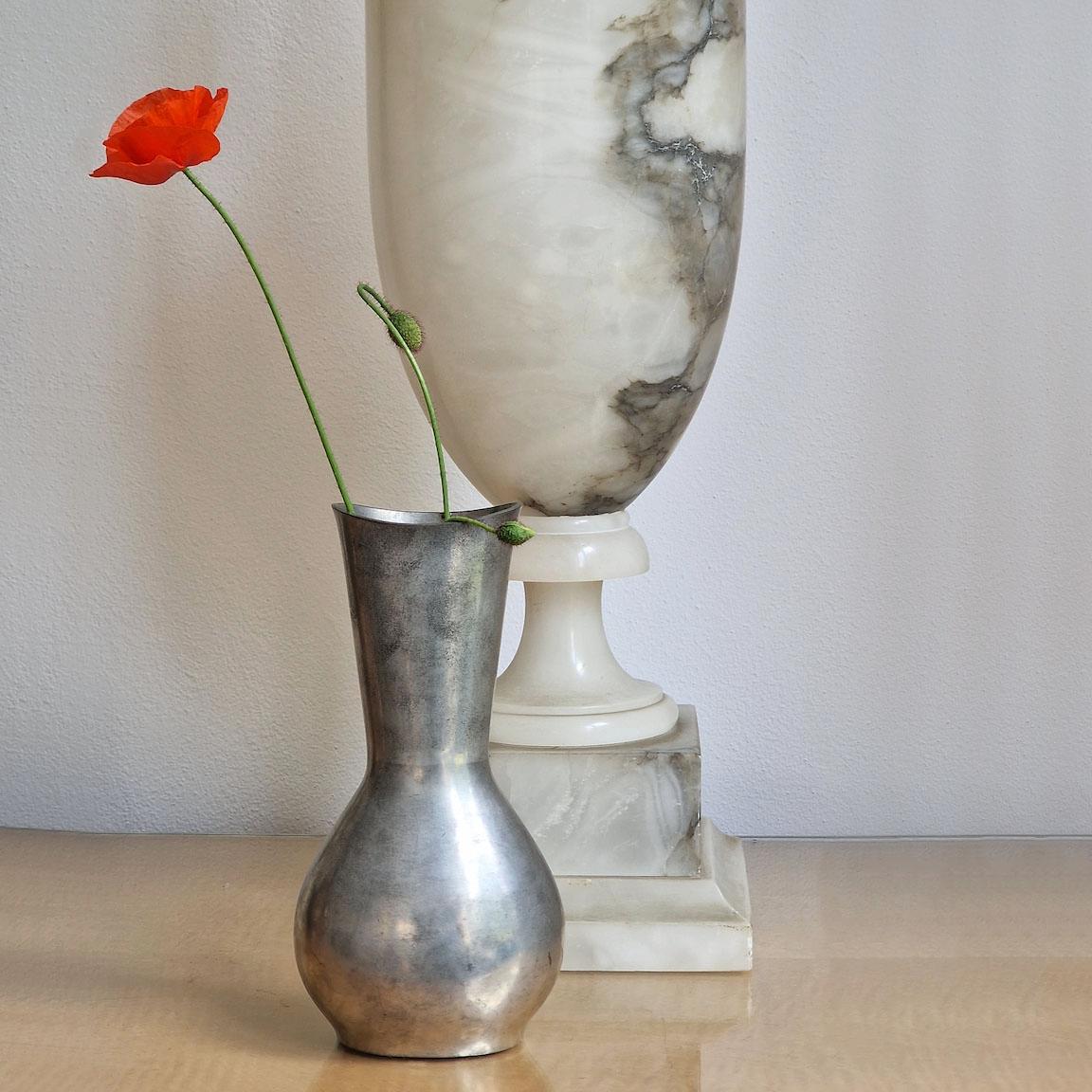 Just Andersen Denmark 1940s Pewter Flower Vase In Good Condition For Sale In Milan, IT