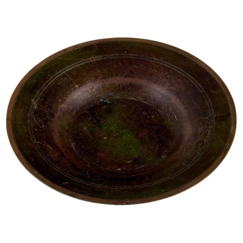 Just Andersen, Denmark, Art Deco Low Bowl in Alloy Bronze