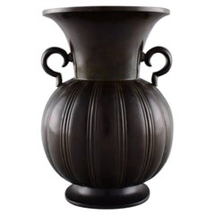 Just Andersen, Denmark, Art Deco Vase in Disko Metal, 1940s