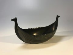 Just Andersen, Denmark Bronze Patina Disko Metal Viking Ship Salt #1109