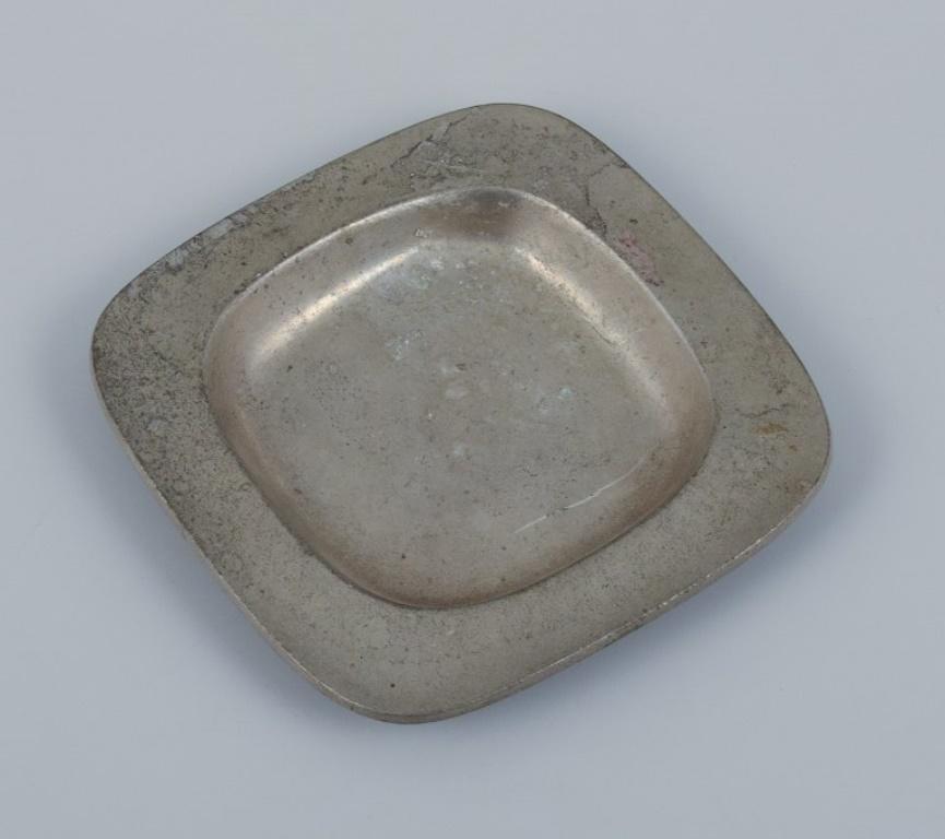 Modern Just Andersen, Denmark, Candlestick and Small Pewter Bowl, 1940s For Sale