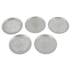 Just Andersen, Denmark. Five coasters in pewter with animal motifs. 1930s