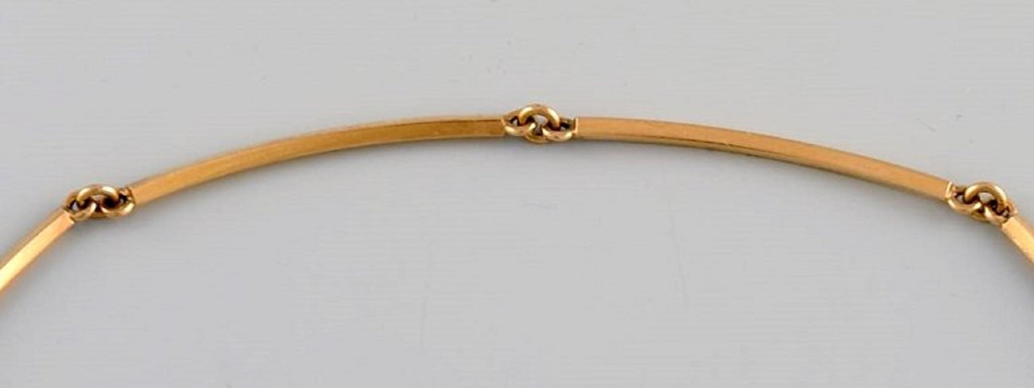 Just Andersen, Dänemark, Halskette aus 18 Karat Gold mit Malachiten verziert im Zustand „Hervorragend“ im Angebot in bronshoj, DK