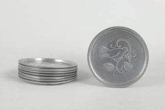Just Andersen, Denmark. Nine coasters in pewter with animal motifs. 1930s
