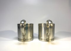 Just Andersen, Denmark, Pair Vintage Polished Pewter 1940's Hot Toddy Cups #1289