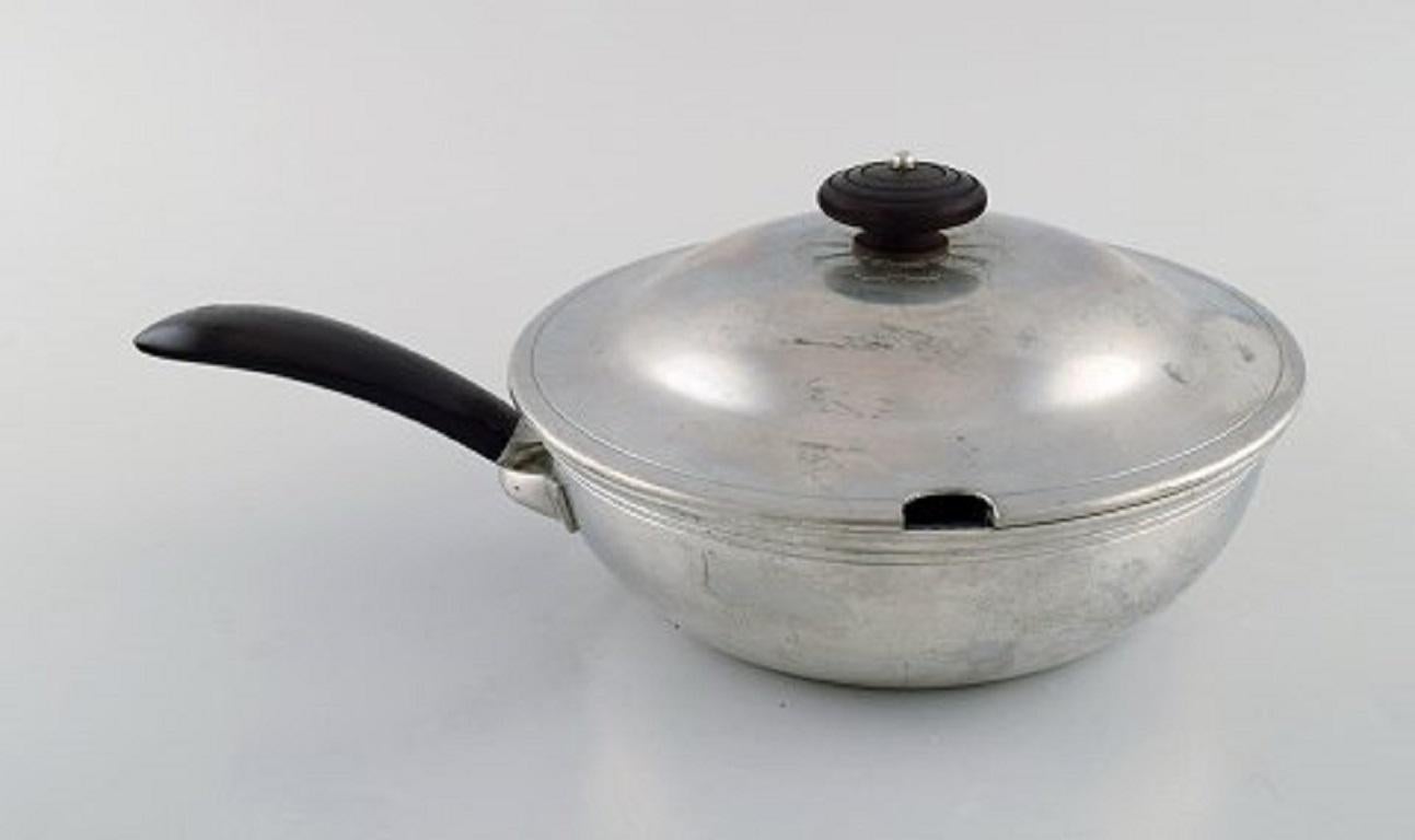 Danish Just Andersen, Denmark, Rare Art Deco Lidded Pan in Pewter, 1940s For Sale