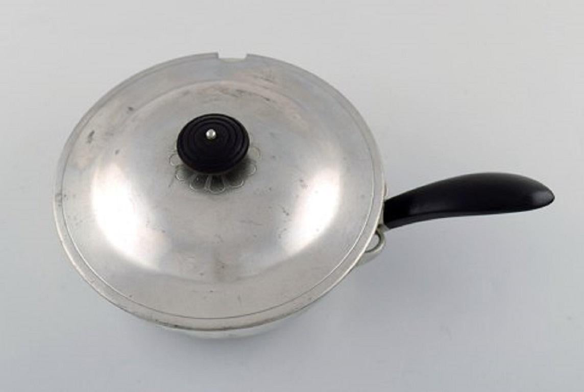 Just Andersen, Denmark, Rare Art Deco Lidded Pan in Pewter, 1940s In Good Condition For Sale In Copenhagen, DK