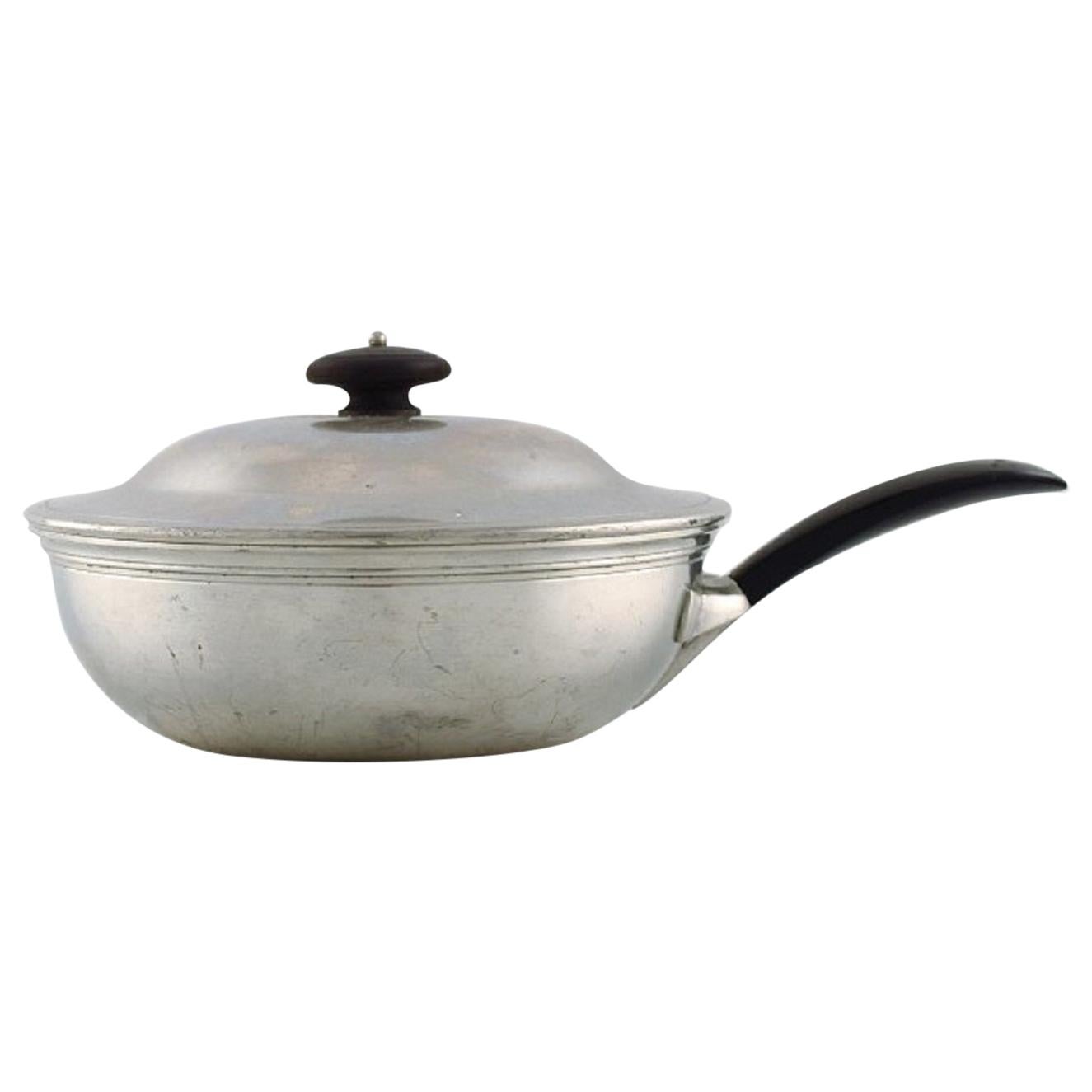 Just Andersen, Denmark, Rare Art Deco Lidded Pan in Pewter, 1940s