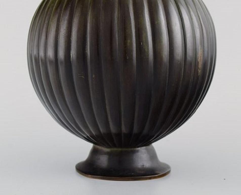 Art Deco Just Andersen, Denmark, Rare Vase in Bronze, 1930s