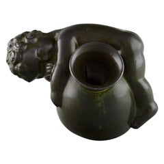Just Andersen, Denmark, Sculpture of Boy Child in Disko Metal, 1940s
