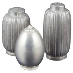 Just Andersen, Denmark. Set of three salt and pepper shakers in pewter Just Andersen, Denmark. Set of three salt and pepper shakers in pewter