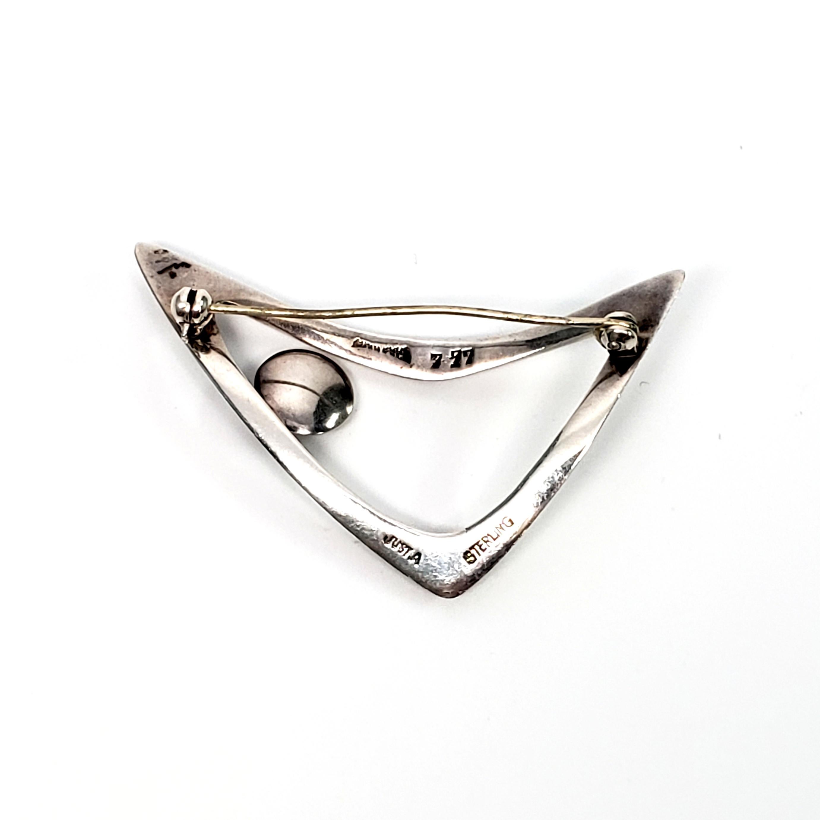 Just Andersen Denmark Sterling Silver Modernist Boomerang Pin #777 In Good Condition For Sale In Washington Depot, CT