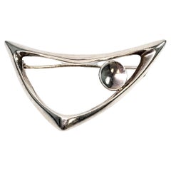 Just Andersen Broche Boomerang moderniste danoise en argent sterling n°777